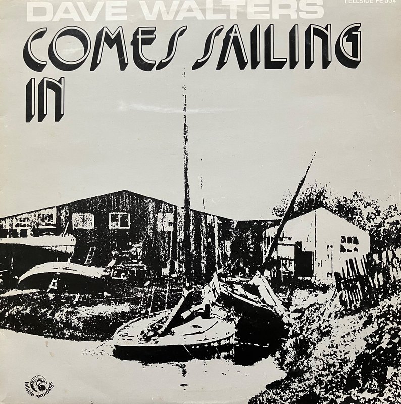 Sleeve of the album Comes Sailing In: a black and white print of boats beside a boatyard shed
